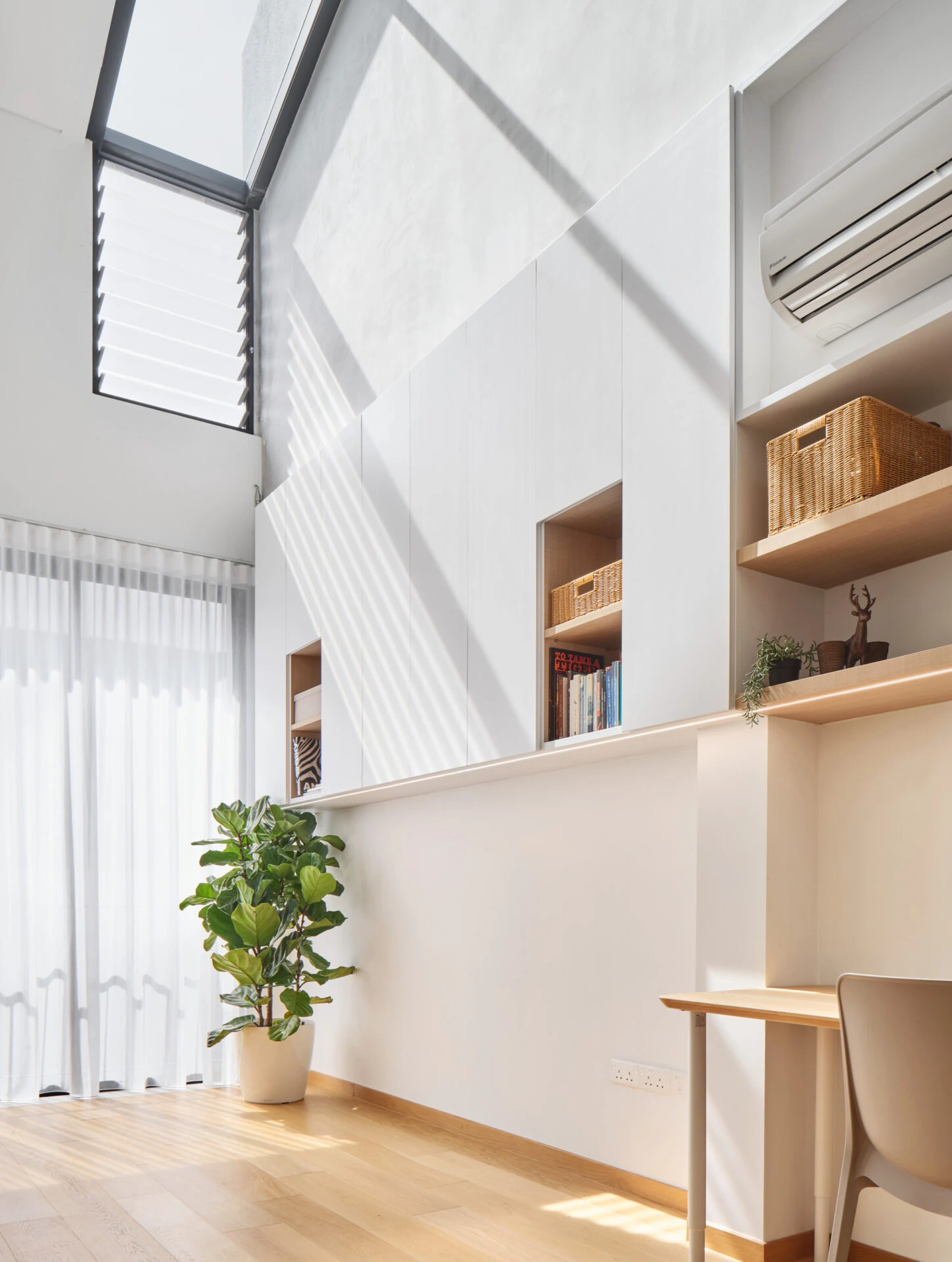 Minimalist home office with natural light.