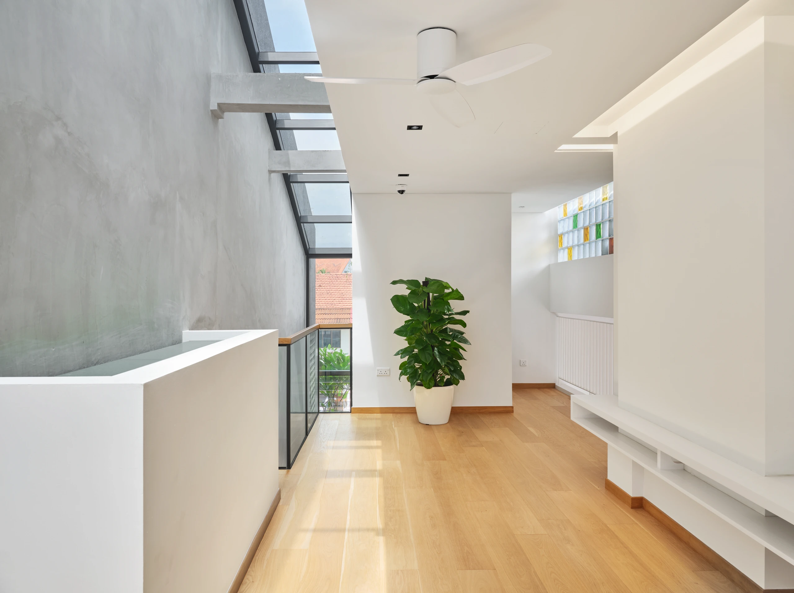 Bright hallway with natural lighting in residential interior project.