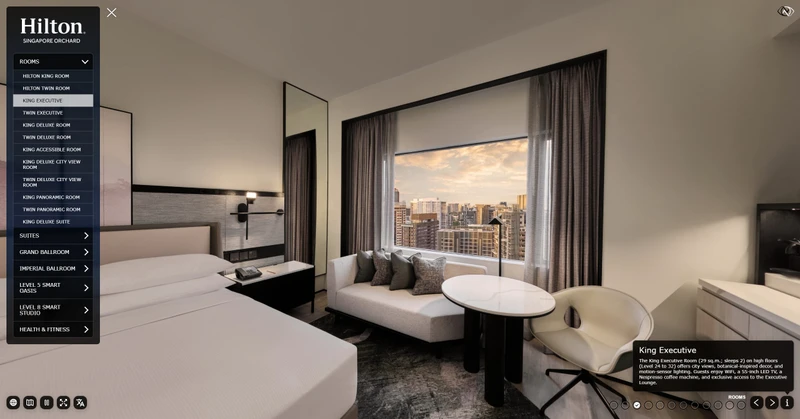 Hilton Singapore Orchard virtual tour interface