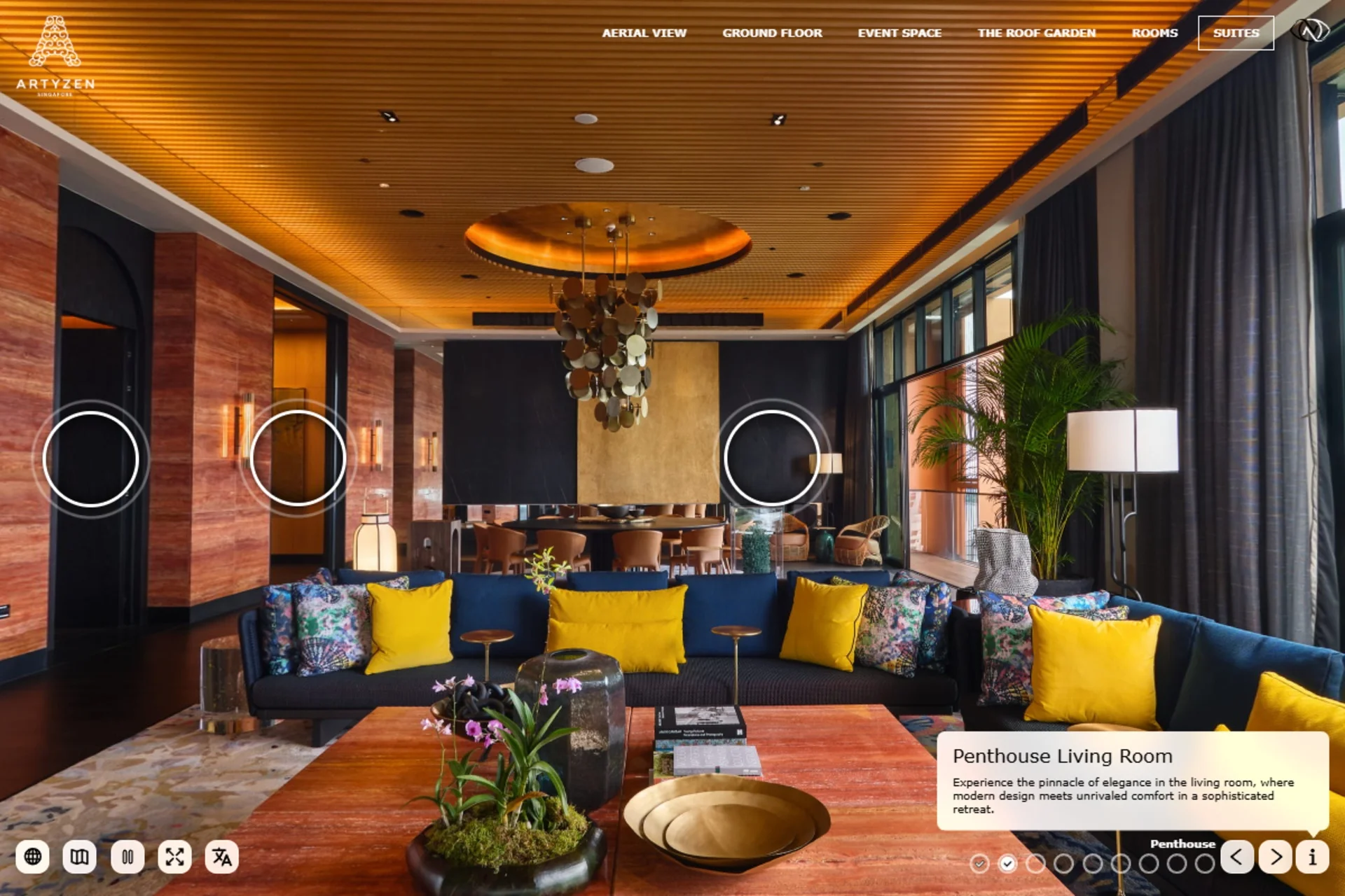 Artyzen Singapore Penthouse virtual tour with the television wall closed