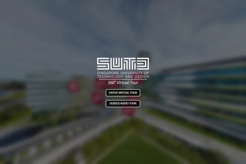 SUTD virtual tour opening screen with options to enter the virtual tour or start the guided audio tour