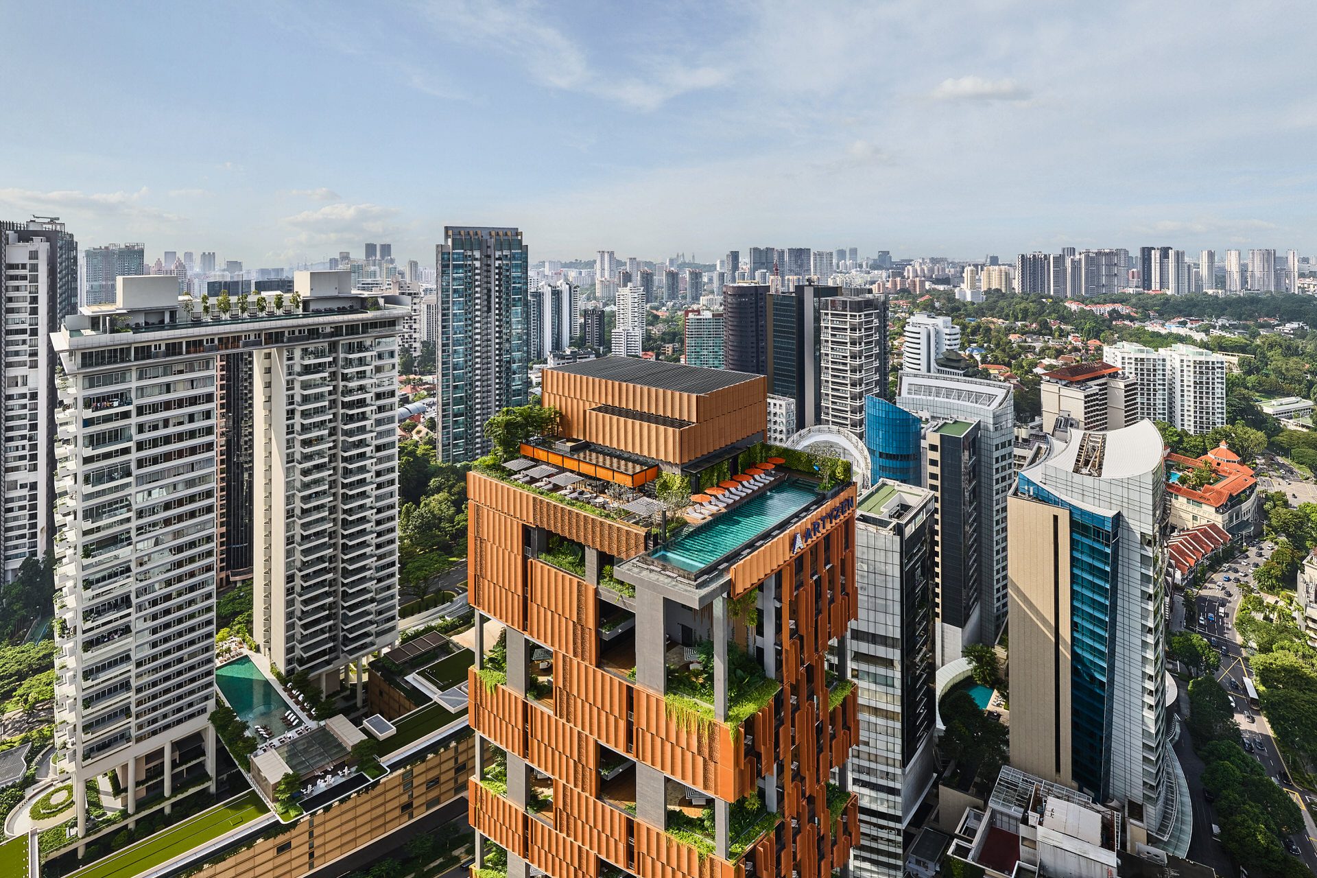 Artyzen Hotel Singapore full tower with staggered blocks and pool terrace