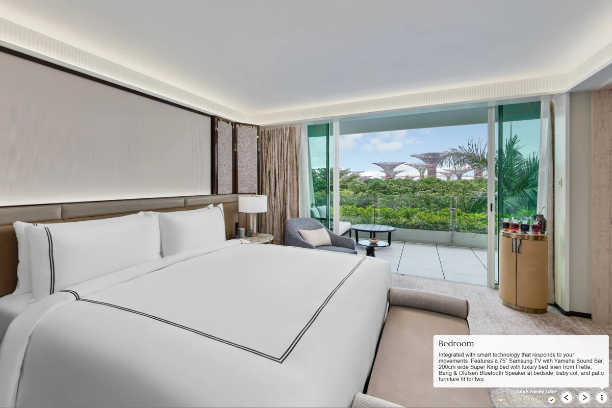 Marina Bay Sands Family Suite bedroom with balcony