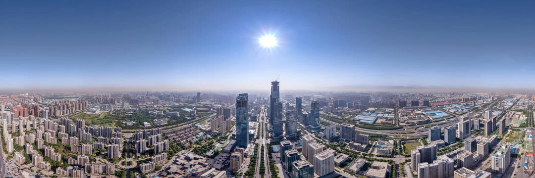 Aerial 360 panoramic view of Xi'an High Tech Zone, China